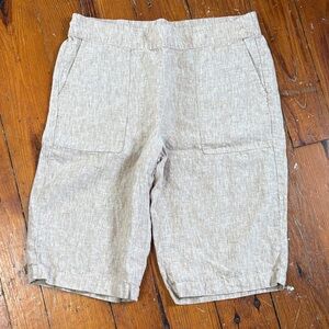 Blue Illusion Beige Linen Bermuda Shorts Size Large